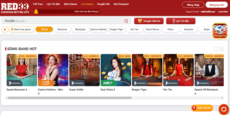 Hướng dẫn tham gia Live Casino Red88